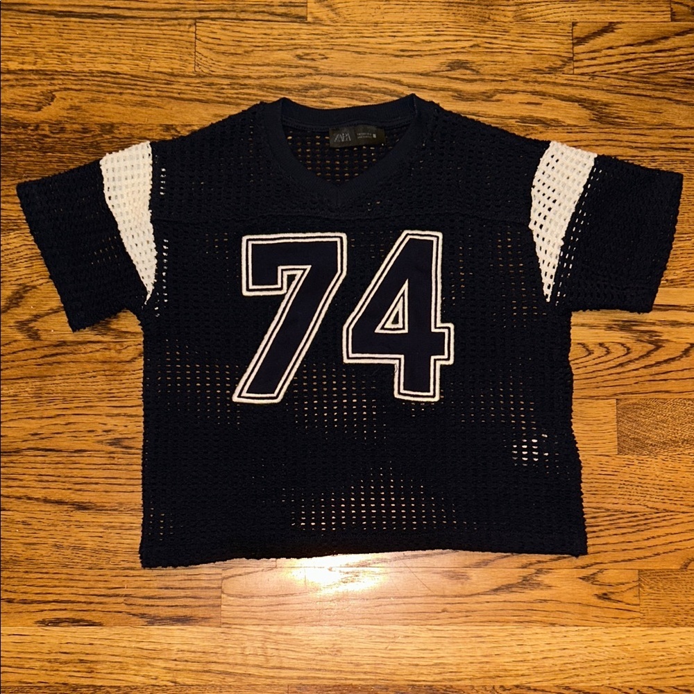 Zara Black and White Kids Boys Girls Crochet Jersey Top Kids 7-8 shirt